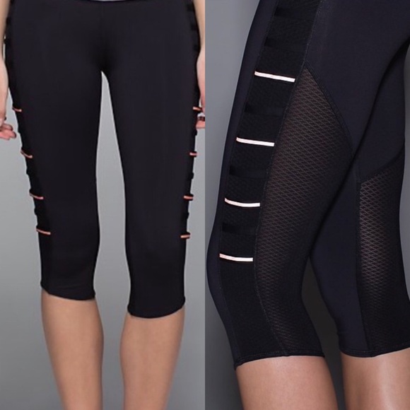 lululemon athletica Pants - Lululemon Breezy Mesh Crop Black Size 8